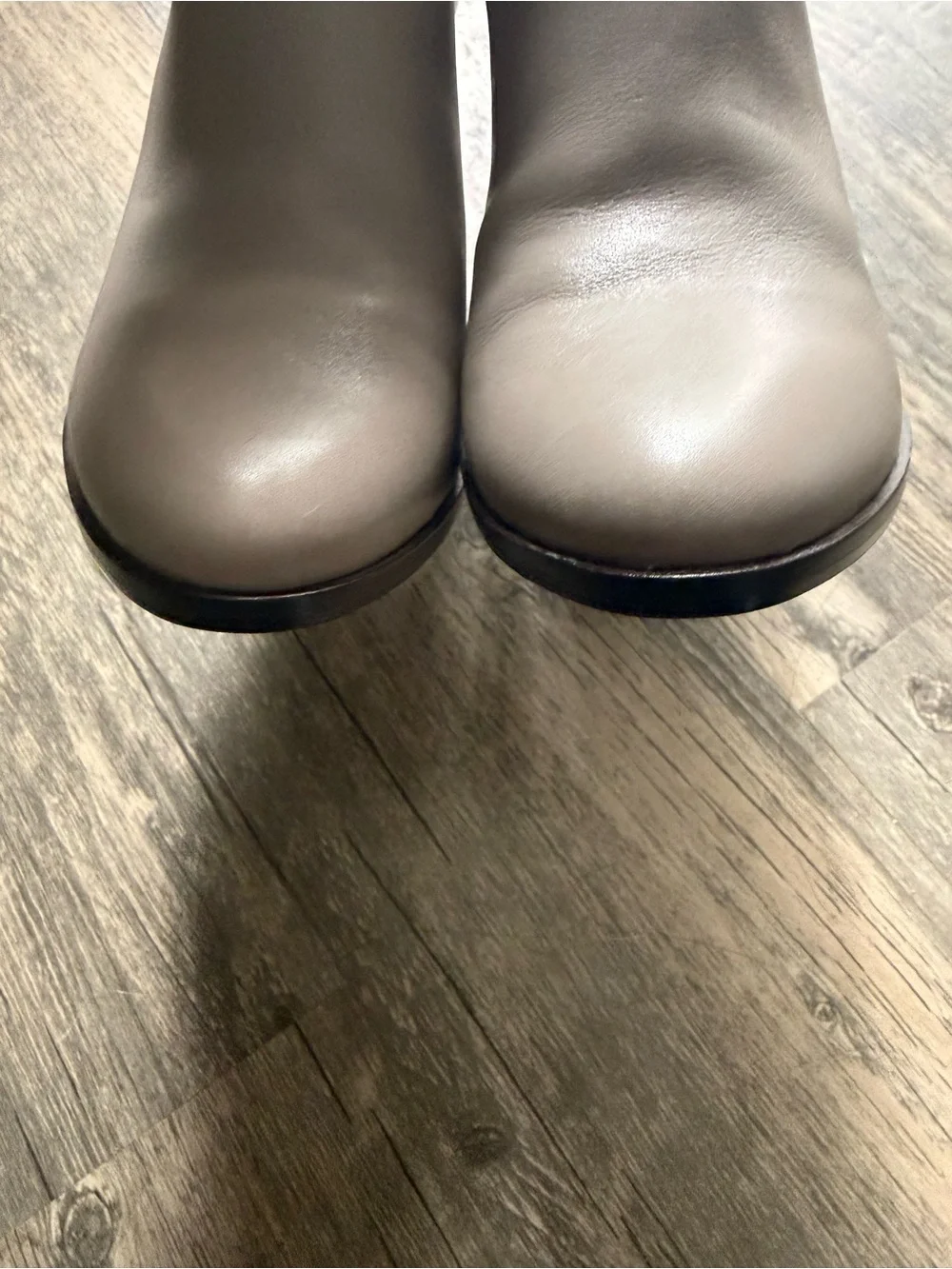 Cole Haan Women's Dey Taupe Leather Ankle Bootie with Stacked Heel 8.5